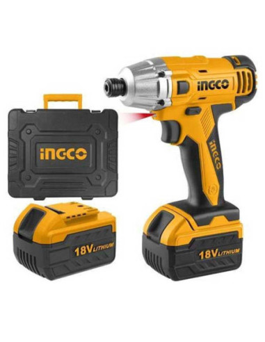  Visseuse à choc li-ion sans fil 18v + 47 accessoires + 2 batteries - INGCO INGCO - OUTILLAGE ELECTROPORTATIF 