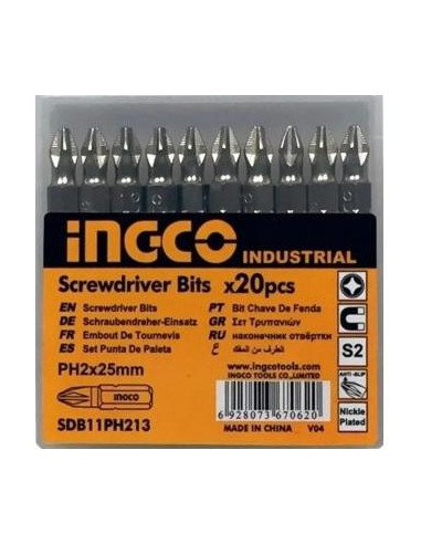 Set de 20 embouts PH2 25mm - INGCO INGCO - OUTILLAGE ELECTROPORTATIF 