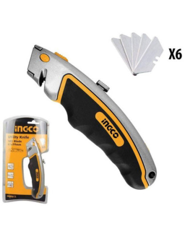 Couteau à lames 61x19mm 6 lames - INGCO INGCO - OUTILLAGE ELECTROPORTATIF 