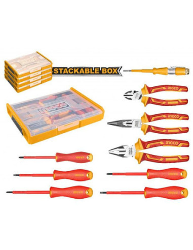 Jeu d'outils à main isolés 9pcs - INGCO INGCO - DROGUERIE 