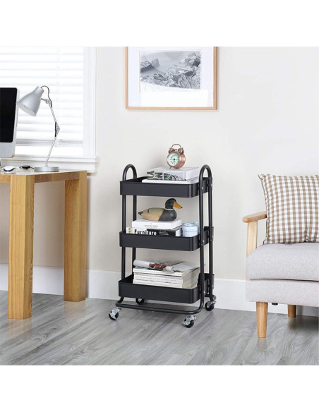  Chariot de rangement à 3 étagères