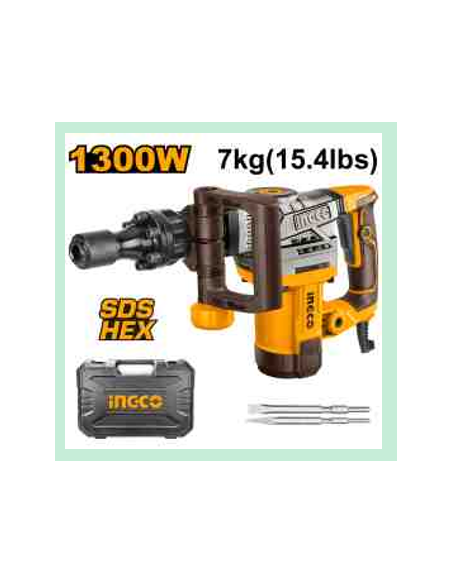 Marteau burineur 6kg 1300W + 2 burins - INGCO - nadaf.ma