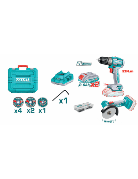 Kit Combo Lithium-Ion sans fil (perceuse,meuleuse)