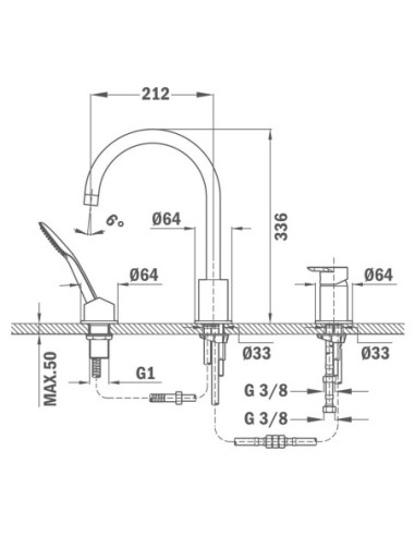  Bain-Douche Formentera Trois Trous TEKA - SALLE DE BAIN ET WC 
