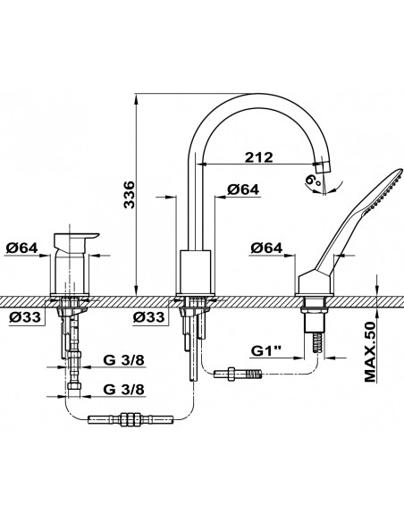 Bain-Douche Formentera Trois Trous TEKA - SALLE DE BAIN ET WC 